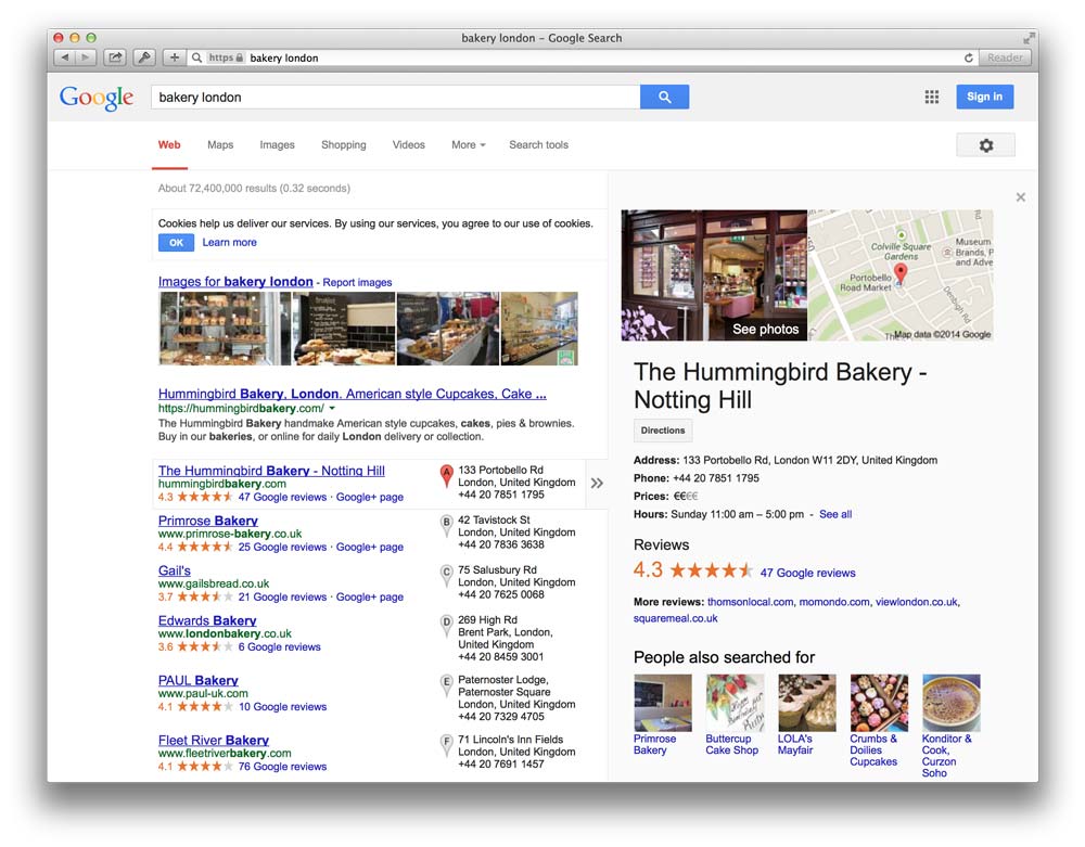 Google Places: Bakery in London