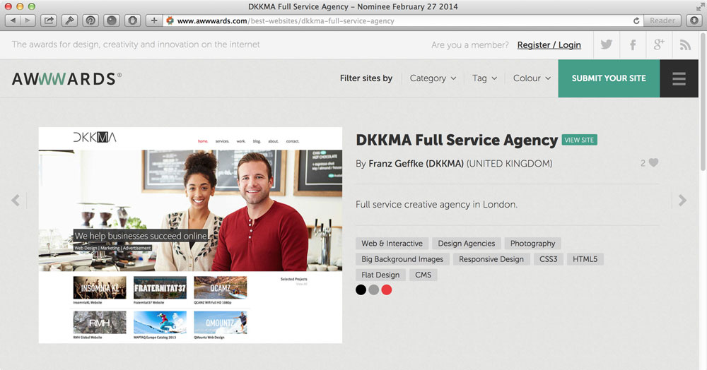 DKKMA Awwwards Nomination